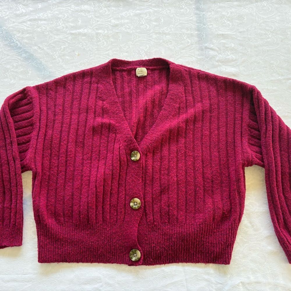 a new day Women's Deep Red Cardigan Sweater small